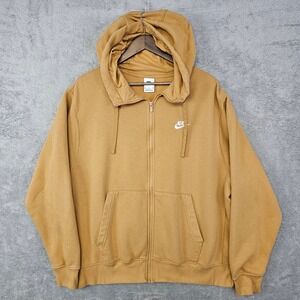 Nike Sportswear Club‎ Fleece Full Zip Hoodie Women's XL Tan Brown BV2645-224